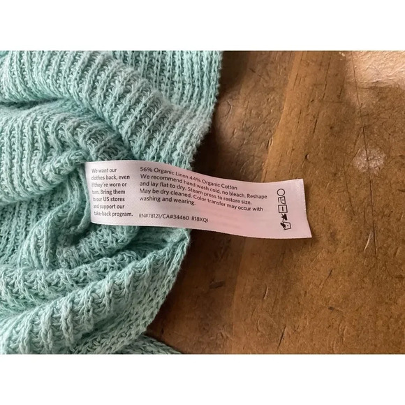 Eileen Fisher Dress Women's Small Green Knit Organic Linen Blend Long Sleeve - Picture 6 of 7